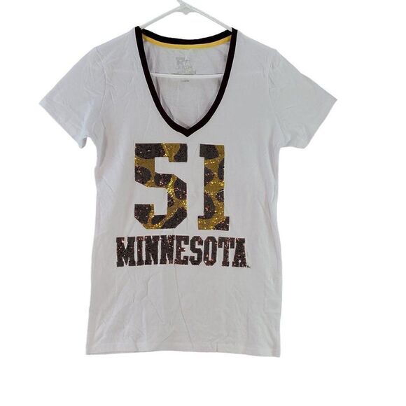 Minnesota Gophers Womens Sequin V-neck T-shirt Sz M - Picture 1 of 9